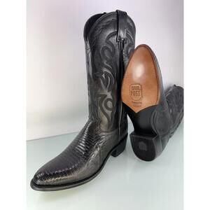 Dan Post Exotic Leather Winston Black Teju Lizard Western Boots R Toe Men's 8 D